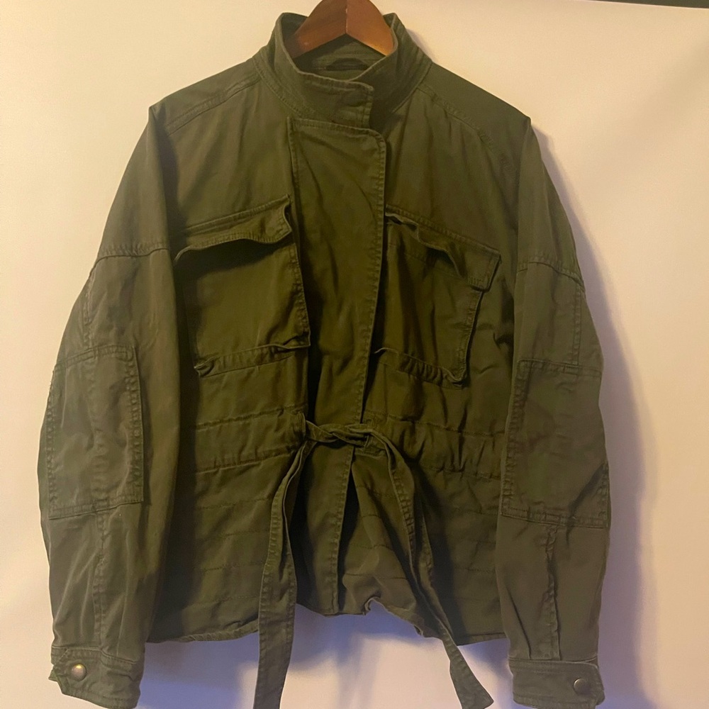 Gap brushed twill utility jacket, khaki, women's medium